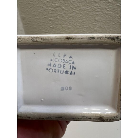 Vintage ELPA Portugal Alcobaça White Ceramic Multi-Tulip Vase With Rose Accents - Picture 4 of 6